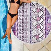 Hawaii Makahiki Turtle Beach Blanket Violet Tapa Pattern - Polynesian Pride
