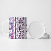 Hawaii Makahiki Turtle Ceramic Mug Violet Tapa Pattern - Polynesian Pride