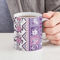 Hawaii Makahiki Turtle Ceramic Mug Violet Tapa Pattern - Polynesian Pride