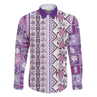 Hawaii Makahiki Turtle Family Matching Puletasi and Hawaiian Shirt Violet Tapa Pattern - Polynesian Pride