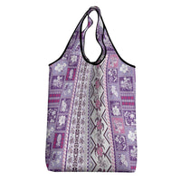 Hawaii Makahiki Turtle Grocery Bag Violet Tapa Pattern - Polynesian Pride