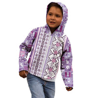 Hawaii Makahiki Turtle Kid Hoodie Violet Tapa Pattern - Polynesian Pride