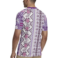 Hawaii Makahiki Turtle Rugby Jersey Violet Tapa Pattern - Polynesian Pride