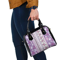 Hawaii Makahiki Turtle Shoulder Handbag Violet Tapa Pattern - Polynesian Pride