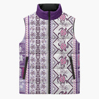 Hawaii Makahiki Turtle Sleeveless Puffer Jacket Violet Tapa Pattern - Polynesian Pride
