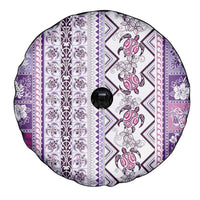 Hawaii Makahiki Turtle Spare Tire Cover Violet Tapa Pattern - Polynesian Pride