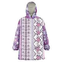Hawaii Makahiki Turtle Wearable Blanket Hoodie Violet Tapa Pattern - Polynesian Pride