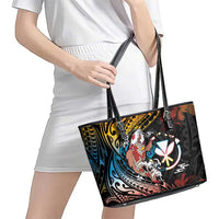 Hawaii And Japan Leather Tote Bag Koi Fish With Kanaka Maoli