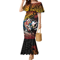 Hawaii And Japan Mermaid Dress Koi Fish With Kanaka Maoli LT05 Women Black - Polynesian Pride