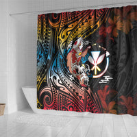 Hawaii And Japan Shower Curtain Koi Fish With Kanaka Maoli