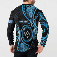 Personalised Kosrae Constitution Day Button Sweatshirt Ocean Floral Pattern