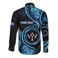 Personalised Kosrae Constitution Day Long Sleeve Button Shirt Ocean Floral Pattern
