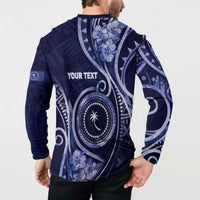 Personalised FSM Chuuk Button Sweatshirt Ocean Floral Pattern