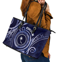 FSM Chuuk Leather Tote Bag Ocean Floral Pattern