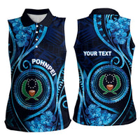 Personalised FSM Pohnpei Women Sleeveless Polo Shirt Ocean Floral Pattern