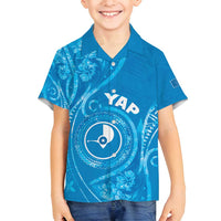 Personalised FSM Yap Family Matching Summer Maxi Dress and Hawaiian Shirt Ocean Floral Pattern LT05 Son's Shirt Blue - Polynesian Pride