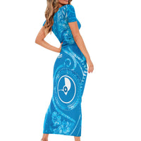 Personalised FSM Yap Short Sleeve Bodycon Dress Ocean Floral Pattern