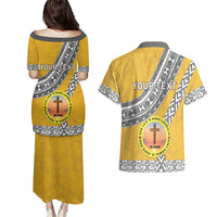 Personalised Anastasis College Couples Matching Puletasi and Hawaiian Shirt Tonga Unique Style - Polynesian Pride