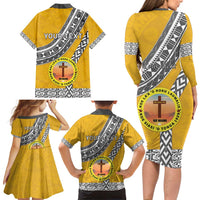 Personalised Anastasis College Family Matching Long Sleeve Bodycon Dress and Hawaiian Shirt Tonga Unique Style - Polynesian Pride