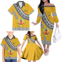 Personalised Anastasis College Family Matching Off The Shoulder Long Sleeve Dress and Hawaiian Shirt Tonga Unique Style - Polynesian Pride