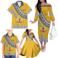 Personalised Anastasis College Family Matching Off The Shoulder Long Sleeve Dress and Hawaiian Shirt Tonga Unique Style - Polynesian Pride