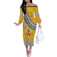 Personalised Anastasis College Family Matching Off The Shoulder Long Sleeve Dress and Hawaiian Shirt Tonga Unique Style - Polynesian Pride