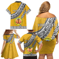 Personalised Anastasis College Family Matching Off Shoulder Short Dress and Hawaiian Shirt Tonga Unique Style - Polynesian Pride