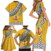 Personalised Anastasis College Family Matching Short Sleeve Bodycon Dress and Hawaiian Shirt Tonga Unique Style - Polynesian Pride