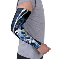 Hawaii Ukulele Arm Sleeves Tropical Flowers With Palaka Effect Blue Version LT05 - Polynesian Pride