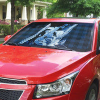 Hawaii Ukulele Auto Sun Shade Tropical Flowers With Palaka Effect Blue Version - Polynesian Pride