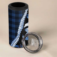 Hawaii Ukulele 4 in 1 Can Cooler Tumbler Tropical Flowers With Palaka Effect Blue Version - Polynesian Pride