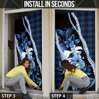 Hawaii Ukulele Door Cover Tropical Flowers With Palaka Effect Blue Version - Polynesian Pride