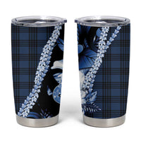 Hawaii Ukulele Tumbler Cup Tropical Flowers With Palaka Effect Blue Version - Polynesian Pride