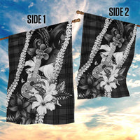 Hawaii Ukulele Garden Flag Tropical Flowers With Palaka Effect Black Version - Polynesian Pride