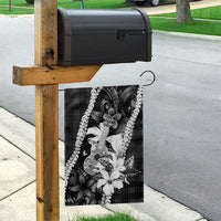 Hawaii Ukulele Garden Flag Tropical Flowers With Palaka Effect Black Version - Polynesian Pride