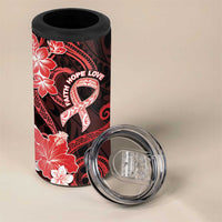 Heart Health Awareness 4 in 1 Can Cooler Tumbler Warrior Wears Red Polynesian Style