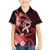 Heart Health Awareness Family Matching Short Sleeve Bodycon Dress and Hawaiian Shirt Warrior Wears Red Polynesian Style