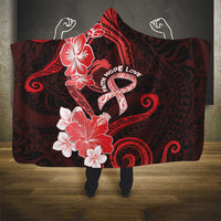 Heart Health Awareness Hooded Blanket Warrior Wears Red Polynesian Style