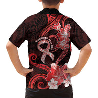 Heart Health Awareness Kid Hawaiian Shirt Warrior Wears Red Polynesian Style