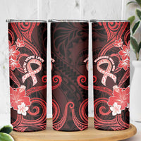 Heart Health Awareness Skinny Tumbler Warrior Wears Red Polynesian Style