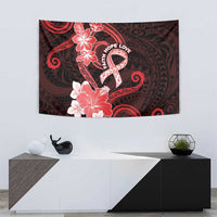 Heart Health Awareness Tapestry Warrior Wears Red Polynesian Style