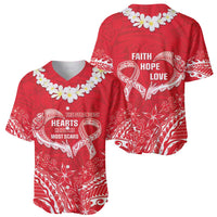 Heart Health Awareness Baseball Jersey Polynesian Red Ribbon