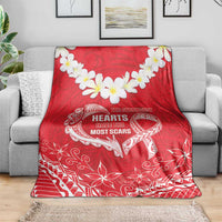 Heart Health Awareness Blanket Polynesian Red Ribbon