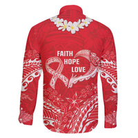 Heart Health Awareness Family Matching Tank Maxi Dress and Hawaiian Shirt Polynesian Red Ribbon