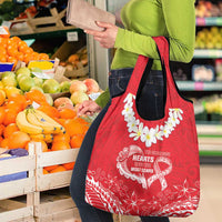 Heart Health Awareness Grocery Bag Polynesian Red Ribbon