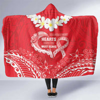 Heart Health Awareness Hooded Blanket Polynesian Red Ribbon