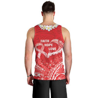 Heart Health Awareness Men Tank Top Polynesian Red Ribbon