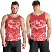 Heart Health Awareness Men Tank Top Polynesian Red Ribbon