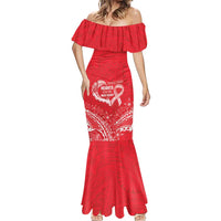 Heart Health Awareness Mermaid Dress Polynesian Red Ribbon