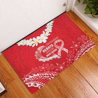 Heart Health Awareness Rubber Doormat Polynesian Red Ribbon